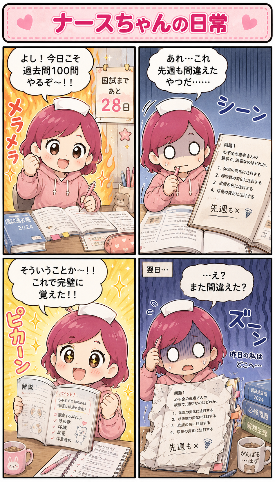 ナースちゃんの日常｜また同じ問題、間違えた